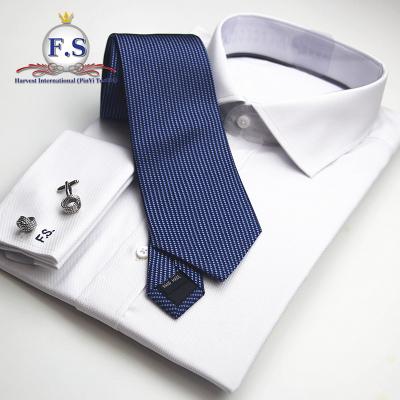 China High End Formal Pure White Anti-wrinkle 100 Cotton Non Iron Ties With Shirt For Men for sale