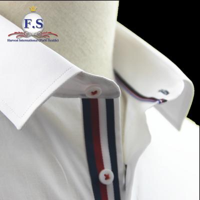 China Anti-wrinkle casual stretch cotton with pipe collar bespoke mens dress shirts for sale