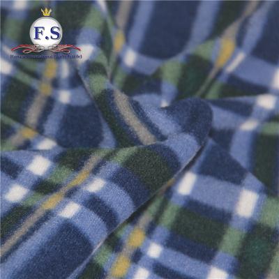 China Anti pill 100% polyester weft knit brusehd fabric for sportswear plaid print for sale