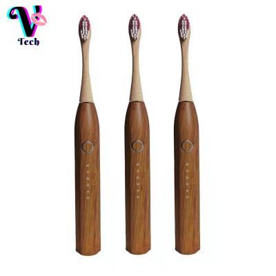 China 2021 Powerful Ultrasonic Toothbrush Battery Operated Sonic Wireless Toothbrush Bamboo Wood With Package for sale