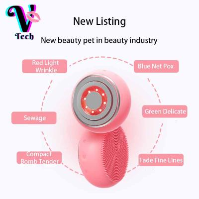 China DEEPLY CLEANING 3 in 1 Sonic Electronic Facial Cleansing Brush Rechargeable Waterproof SPA Skin Massage for sale