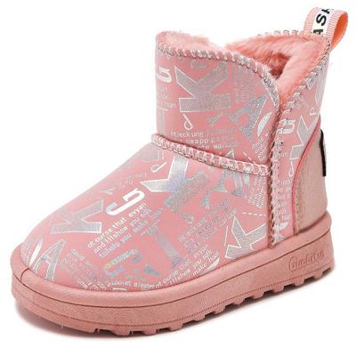 China Dropshipping Custom Logo Winter Warm Girl Fashion Snow Boots Cushioning With Fur Kids Outdoor Sports Shoes Anti Slipper for sale