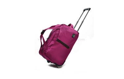 China Purple oxford fabric cloth travel bags trolley travel set with plastic wheels for sale