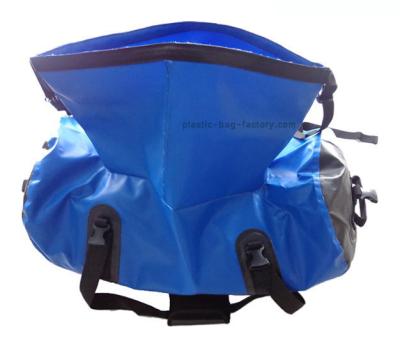 China Special opening blue 600D PVC waterproof duffel bag for travelling / rafting for sale