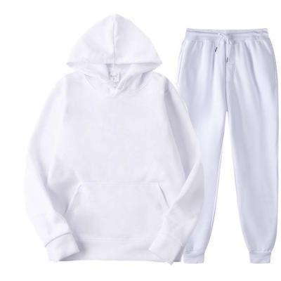 China Casual Men's Solid Color Hooded Pullover Sweater Set Sports Hoodie Sweatshirt Two Piece Set Sweatpants for sale