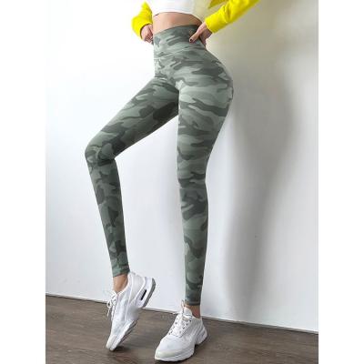 China 2021 Antibacterial Camouflage Style Women Stacked High Waist Fitness Leggings for sale