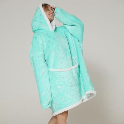 China 2021 viable NEW Thick Wearable Hoodie Flannel Blanket With Sleeves Sleep Hooded Blanket for sale