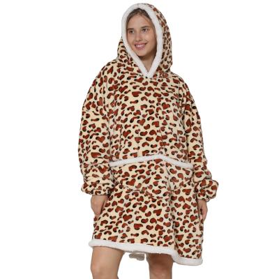 China Newcomer Plaid Sherpa Fleece Viable Adult Wearable Oversized Hoodie Blanket Hooded Stripper Blanket for sale