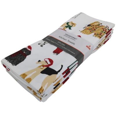 China Custom Wholesale QUICK DRY 100% Cotton Kitchen Printing Tea Towel for sale