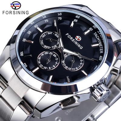 China Forsining Color Men's Watch 3 Day/Date Automatic Dial Mechanical Calendar Auto-wind Clock Business Sport Stainless Steel Belts Wrist Watch for sale