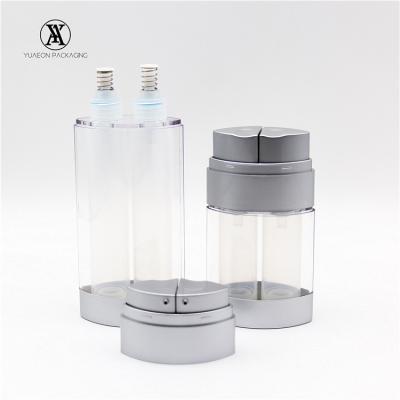 China Empty15mlx2 Double Chamber Body Lotion Acrylic Cosmetic Plastic Packaging Double Chamber Airless Bottle for sale