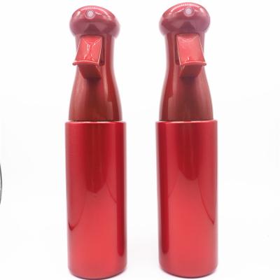 China Personal Use Red Color 360ml Hairspray Spray Bottle Plastic Continuous Hairdressing Superfine Mist for sale