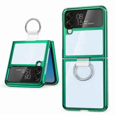 China Popular Shockproof TPU Plating Case Phone Cover Bag With Ring Holder Flip 3 For Samsung Galaxy Z for sale