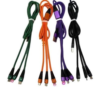 China Micro/Type-C/For Iphone Wholesale Usb Nylon Cable 3 In 1 Multi Fast Charging Data Cables Mobile Phone Charger Line for sale