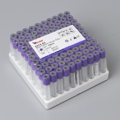 China 13*100 mm tubo de análisis de sangre al vacío con anticoagulante de recolección de sangre tubo aditivo EDTA K3 para la recolección de sangre consistente en venta