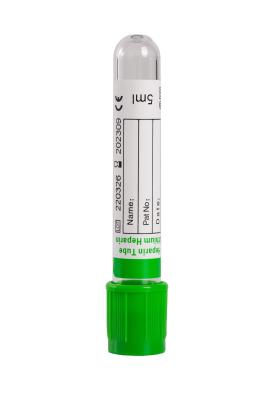 China 7ml 8ml 9ml 10ml Heparin Blood Tube Serum Green Top Blood Tube for sale