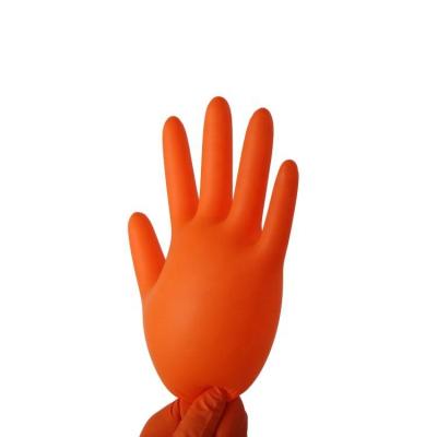 China Premium Disposable Orange Nitrile Examination Powder Free Nitrile Gloves For Construction for sale