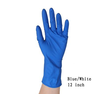 China Cheap Price Nitrile Examination Powder Free Nitrile Gloves 12 Inch Blue / White Disposable Gloves for sale