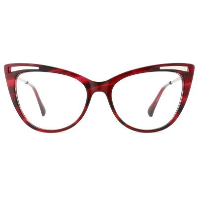 China Optical frames for myopia ZOWIN Model 32952 cat eye glasses Ready Stock Eyeglasses acetate with metal optical frames designer eyeglasses frames for sale