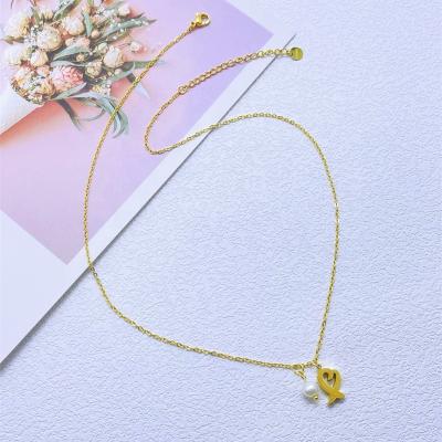 China New 2022 Romantic Freshwater Pearl Love Heart Link Chain Necklace Stainless Steel Pendant Necklaces For Woman Jewelry for sale