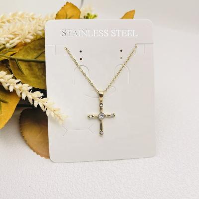 China Simple CLASSIC Fashion Crystal Diamond Cross Necklace Zircon Cross Necklace Stainless Steel Pendant Jewelry for sale