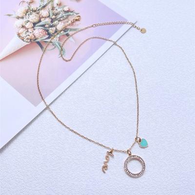 China Romantic Crystal Hollow Circle Letter Love Heart Stainless Steel Necklaces Pendant Jewelry For Couples for sale