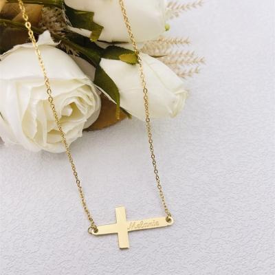 China Fashionable Police Religious Cross Chain DIY Jewelry Women's Custom Stainless Steel Name Necklaces for sale