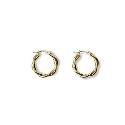 China New Trendy Style 316L Stainless Steel Women Jewelry Non-tarnish Aksesuar Twist Circle Earrings For Women for sale