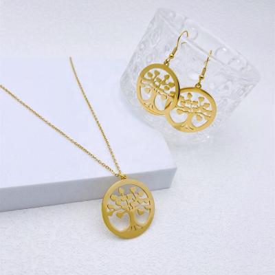 China CLASSIC High Quality Tree Of Life Necklace Earrings Stainless Steel Tree Jewelry Set For Women Gift for sale