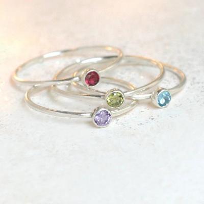 China Customized Personalized FASHIONABLE Stainless Steel Birthstone Gemstone Zodiac Stackable Rings For Women Gift for sale