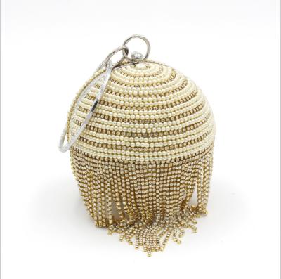 China High Quality Fashion Western Elegant Wedding Ladies Bridal Diamante Bead Box Dinner Purse Evening Beaded Ball Shaped Clutches Bags for sale