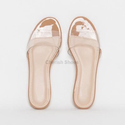 China Summer OEM factory ladies sexy newest girls flats PVC sandal shoes vamp sliders women flat clear transparent sandals women's sexy slippers for sale