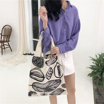 China Large Capacity Canvas Shopping Bag Tote Reusable Recyclable Shoulder Bags For Women Student Casual for sale