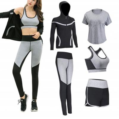 China 5 Piece Sports Fitness Women Sports Suit Fitness Apparel Breathable Women Top Running Yoga Women for sale