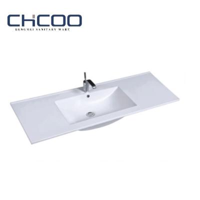 China Hotel Modern Home Sanitary Ware Slim Edge Sink Countertop Bathroom Cabinet Ceramic Hand Wash Sink for sale