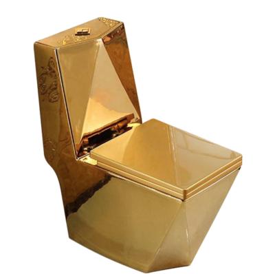 China CHAOZHOU Hidden Cistern Luxury High End One Piece Modern Bathroom Toilet Shape Diamond Golden Cabinet for sale