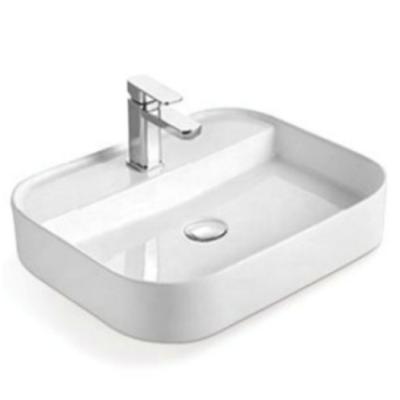 China Modern European Art White Color Glazed Bathroom Countertops Vessel Outdoor Basin Ceramic Bowl Sinks for sale