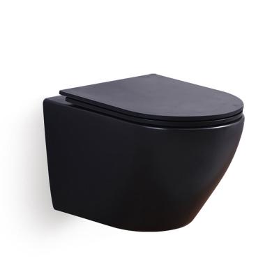 China European Hidden Cistern Hidden Cistern Around Matte Black Rimless WC And Colored Bathroom Ceramic Wall Hung Toilets for sale