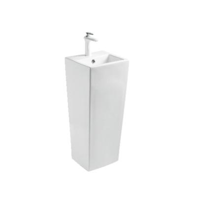 China Modern Bathroom Modern Design Washroom Square Ceramic Pedestal Freestanding Rectangular Sinks for sale