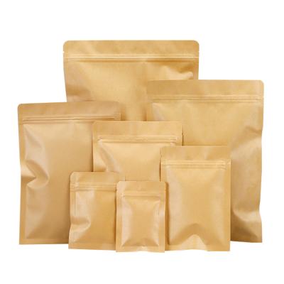 China Waterproof Kraft Paper Flat Zipper Pouches Customized Aluminium Foil Lined for sale