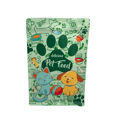 China Custom Food Grade Sustainable 1.0kg Reclosable Ziplock Stand Up Square Bottom Pouch for Dog Cat Pet Food Packaging for sale