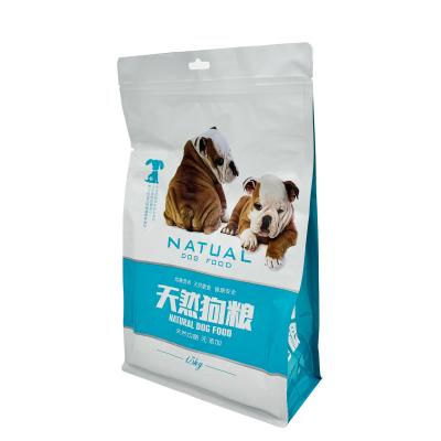 China Custom Empty Box Bottom Resealable Ziplock 50 Lb Bag Of Dry Cat Food With Hanging Hole for sale