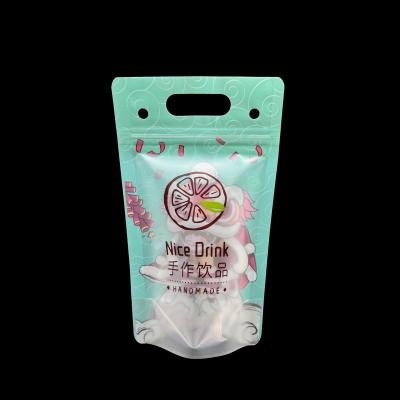 China Reusable Plastic One Side Clear Drink Pouches with Straw Holes and Hanging Holes for Adults Fit Smoothie Ice Drink Fruit for sale