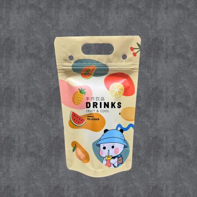 China 500 ml Custom Design Summer Iced Cold Drink Pouch Bags with Stand Up Bottom Zipper and Hanging Holes for Birthday Party for sale