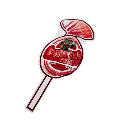 China Heart Candy Lollipop Die Cut Shape Reusable Flat Mylar Zipper Bags For Candies Flowers Leaves for sale