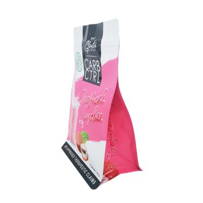 China Special UV Print Glossy Partial Matte Flat Bottom Side Gusset Bag With Zipper For Food Powder Packaging for sale