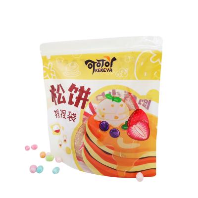 China Wide Recyclable Custom Stand Up Pouches Plastic Food Packaging With Ziplock Clear Window For Pancakes Cookies Storage for sale