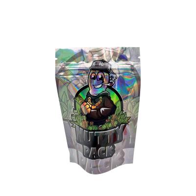 China Custom Digital Printed Aluminum Foil Coated Stand Up Hologram Pouch with Zipper For Flower, Weed, Herb, Cookies Pack for sale