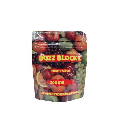 China 300mg Custom Design Digital Printed Stand Up Pouches Zipper Bags for Fruit Punch Flavor Candy Gummies Packaging for sale