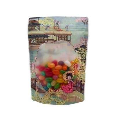 China 250g Plastic Matte Transparent Standup Pouches with Zipper and Window for Candies Dry Food for sale